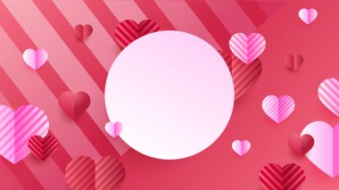 Hoş çizgiler, gradyan Kırmızı Pembe Kağıt Biçimli Tasarım arka planı. Özel günler için tasarım, kadınlar günü, doğum günü, anneler günü, babalar günü, Noel.