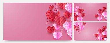 Sevgililer Günün kutlu olsun Kırmızı Pembe Kağıt Biçimli Tasarım Arkaplanı