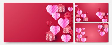 Sevgililer Günün kutlu olsun Kırmızı Pembe Kağıt Biçimli Tasarım Arkaplanı