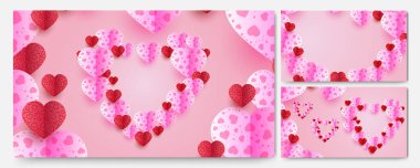 Sevgililer Günü 'nün Kırmızı Pembe Kağıt Biçimli Tasarımı