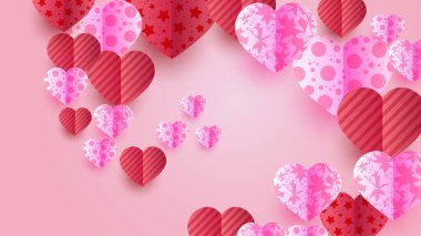 Sevgililer Günü 'nün Kırmızı Pembe Kağıt Biçimli Tasarımı