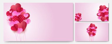 Sevgililer Günü aşk afişi. Hoş Kırmızı Pembe Kağıt Biçimli Tasarım Arkaplanı