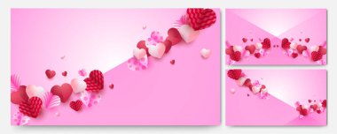 Sevgililer Günü aşk afişi. Sevgililer Günü Kırmızı Pembe Kağıt Biçimli Tasarım Arkaplanı
