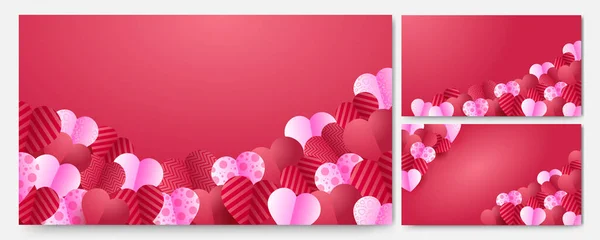 Valentinstag Liebe Banner Hintergrund Valentinstag Red Pink Papercut Design Hintergrund — Stockvektor