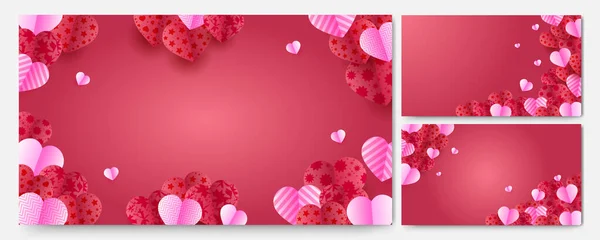 Valentinstag Liebe Banner Hintergrund Valentinstag Red Pink Papercut Design Hintergrund — Stockvektor