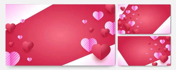 Valentýna Láska Banner Pozadí Krásný Gradient Red Pink Papercut Styl — Stockový vektor