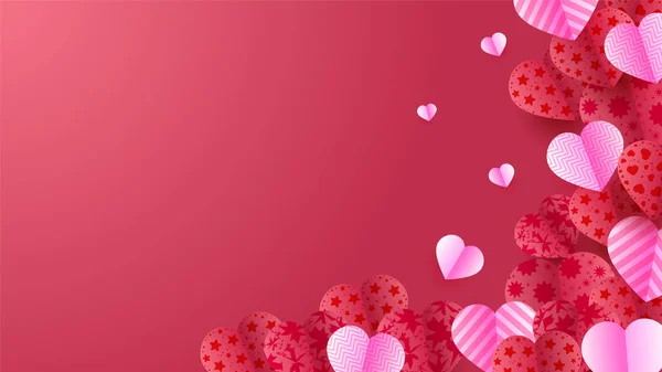 Día San Valentín Amor Banner Fondo Día San Valentín Rojo — Vector de stock