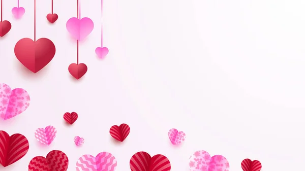 Dia Dos Namorados Amor Banner Fundo Red Pink Papercut Estilo — Vetor de Stock