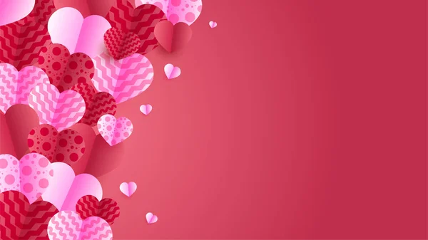 Dia Dos Namorados Amor Banner Fundo Lovely Red Pink Papercut — Vetor de Stock