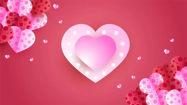 День Святого Валентина Любовний Прапор Привабливий Червоний Рожевий Паперовий Дизайн — стоковий вектор