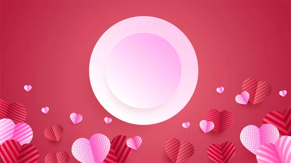 Valentine Day Love Banner Background Beau Fond Design Style Papercut — Image vectorielle