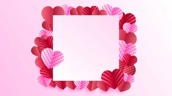 Valentine Day Love Banner Background Valentine Card Red Pink Papercut — Stock Vector