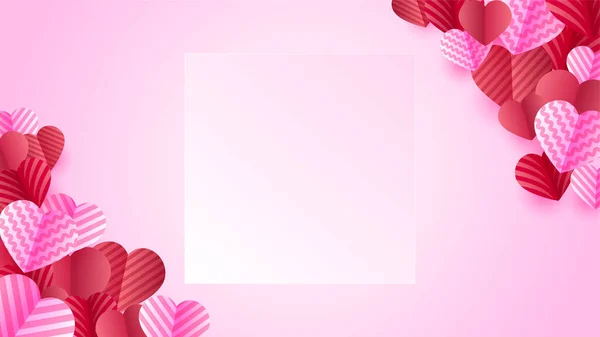 Valentine Day Love Banner Background Carte Saint Valentin Papercut Rouge — Image vectorielle