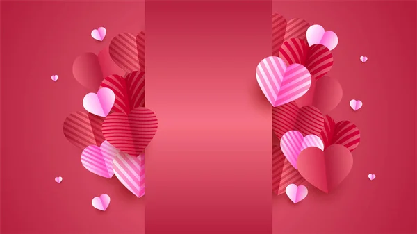 День Святого Валентина Любовный Баннер Фон Гравировка Glow Love Red — стоковый вектор