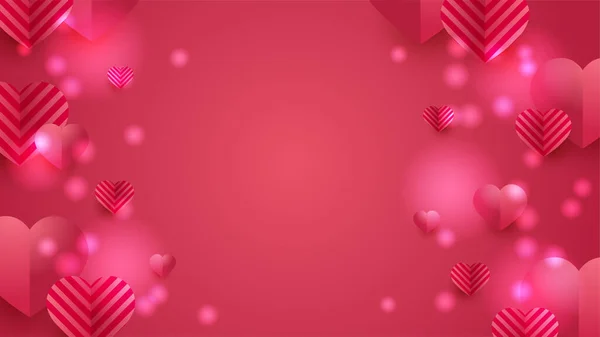 발렌타인데이에 배너좋아 하잖아 Love Red Pink Papercut 스타일의 디자인 디자인 — 스톡 벡터
