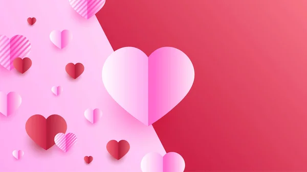 Día San Valentín Amor Banner Fondo Precioso Degradado Rojo Rosa — Archivo Imágenes Vectoriales