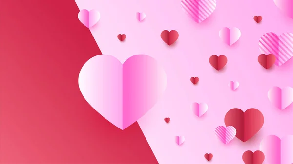 Día San Valentín Amor Banner Fondo Precioso Degradado Rojo Rosa — Archivo Imágenes Vectoriales