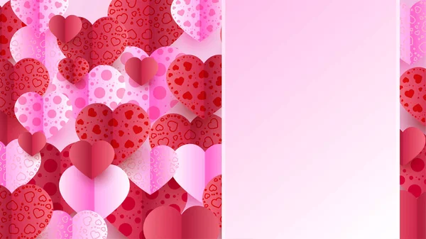 Valentine Day Love Banner Background Carte Saint Valentin Papercut Rouge — Image vectorielle