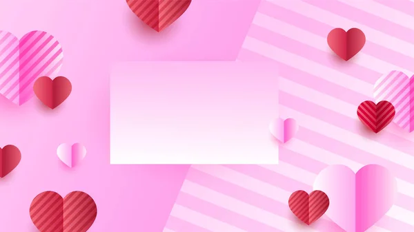 Valentinstag Liebe Banner Hintergrund Schöne Streifen Farbverlauf Red Pink Papercut — Stockvektor