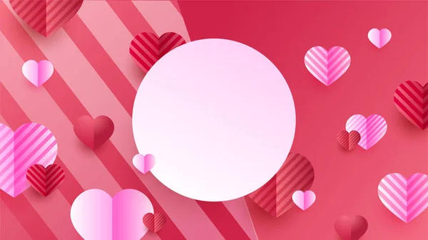 Valentine Day Love Banner Background Beau Dégradé Rayures Rouge Rose — Image vectorielle