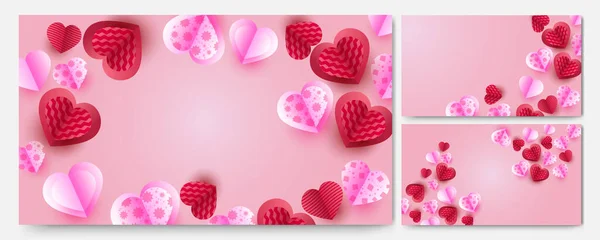 Valentine Red Pink Papercut Design Hintergrund — Stockvektor