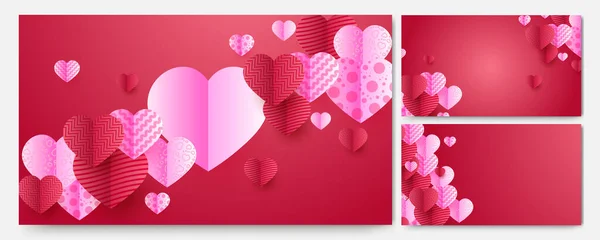 Lovely Red Pink Papercut Stílus Tervezés Háttér — Stock Vector