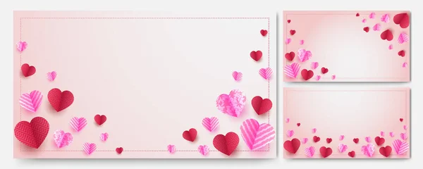 Happy Valentine Day Red Pink Papercut Design Hintergrund — Stockvektor