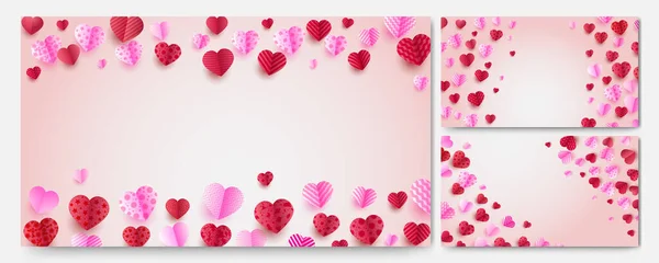 Happy Valentine Day Red Pink Papercut Style Background — стоковий вектор