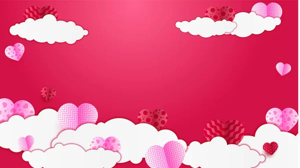 Valentinstag Red Pink Papercut Design Hintergrund — Stockvektor