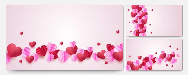 Valentine Day Love Heart Banner Background Saint Valentin Rouge Rose — Image vectorielle