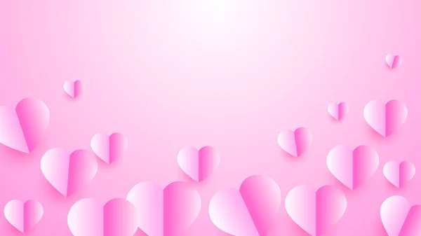 Walentynki Miłość Serce Sztandar Tle Lovely Glow Pink Papercut Styl — Wektor stockowy