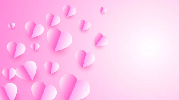 발렌타인데이 배경에 Love Glow Pink Papercut Style Background — 스톡 벡터