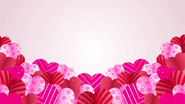バレンタインデーの愛のハートバナーの背景 美しい赤ピンクのペーパーカットスタイルのデザインの背景 — ストックベクタ