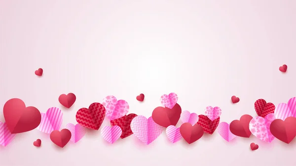 情人节爱心横幅背景 情人节红粉纸片风格的设计背景 — 图库矢量图片