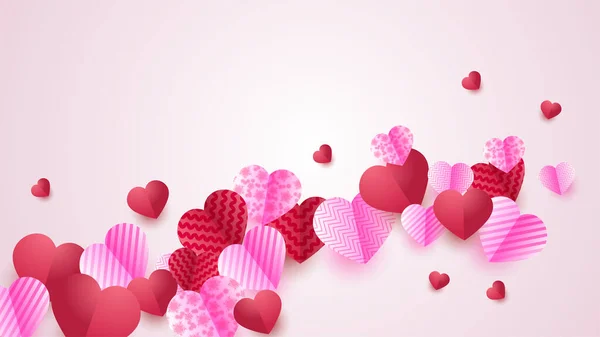 Valentine Day Love Heart Banner Background Saint Valentin Rouge Rose — Image vectorielle