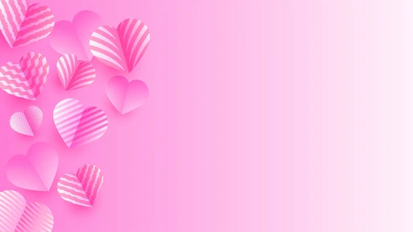 Alla Hjärtans Dag Kärlek Hjärta Banner Bakgrund Härlig Glöd Rosa — Stock vektor