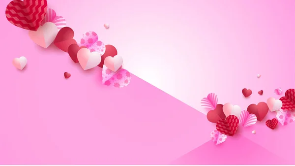 Valentine Day Love Heart Banner Background Saint Valentin Rouge Rose — Image vectorielle