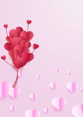 Tatlı kırmızı kağıt kesim tarzı aşk kartı tasarımı. Özel günler, kadınlar günü, doğum günü, anneler günü, babalar günü, Noel ve düğün için tasarım.