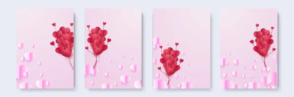 情人节卡片准备好了爱情人节的旗帜背景与心脏 矢量说明 — 图库矢量图片