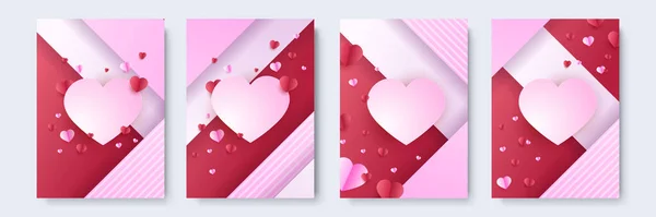情人节卡片准备好了爱情人节的旗帜背景与心脏 矢量说明 — 图库矢量图片