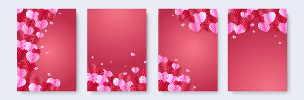 Tarjetas San Valentín Amo Fondo Bandera San Valentín Con Corazones — Vector de stock