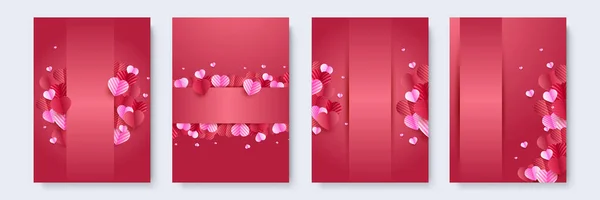 Alla Hjärtans Dag Koncept Affischer Som Vektorillustration Röda Och Rosa — Stock vektor