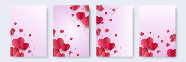 Valentýnské Karty Nastaveny Miluju Valentýnský Prapor Srdcem Vektorová Ilustrace — Stockový vektor