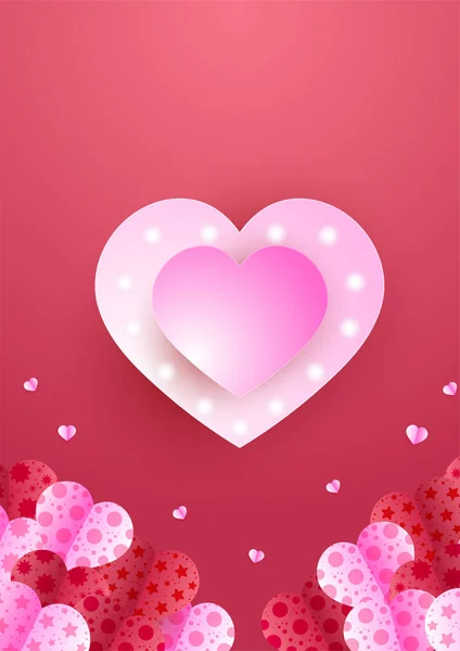 발렌타인데 포스터 일러스트 분홍색 기하학적 프레임 사랑에 빠지지 플래카드나 — 스톡 벡터