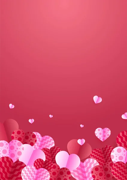Lovely Red Papercut Styl Love Card Design Background Projekt Specjalne — Wektor stockowy