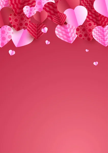 可爱的红色纸片风格的爱情卡设计背景 — 图库矢量图片