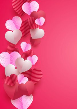 Sevgililer Günün kutlu olsun Pembe Kağıt Kesim Tarzı Aşk Kartı Tasarım Arkaplanı. Özel günler, kadınlar günü, doğum günü, anneler günü, babalar günü, Noel ve düğün için tasarım.