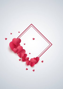 Şık kalp kırmızısı, kağıt kesim tarzı, aşk kartı tasarımı. Özel günler, kadınlar günü, doğum günü, anneler günü, babalar günü, Noel ve düğün için tasarım.