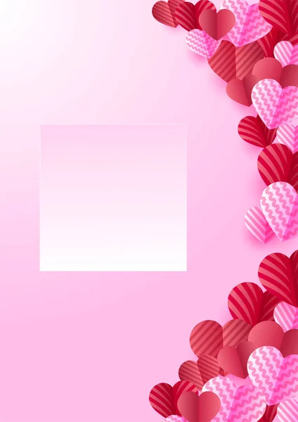 Feliz Día San Valentín Pink Papercut Style Love Card Design — Vector de stock