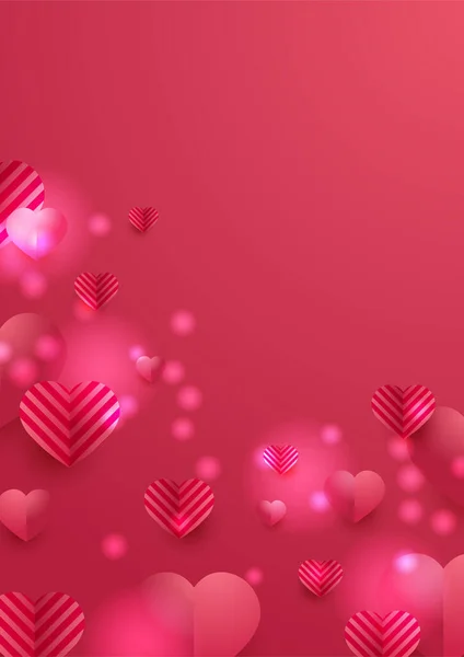 Alla Hjärtans Dag Glöd Röd Papercut Stil Kärlek Kort Design — Stock vektor